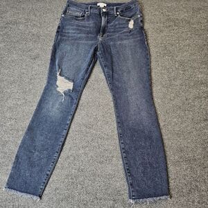 Good American Women's Jeans High Rise Distressed Raw Hem Size 12/31 Blue